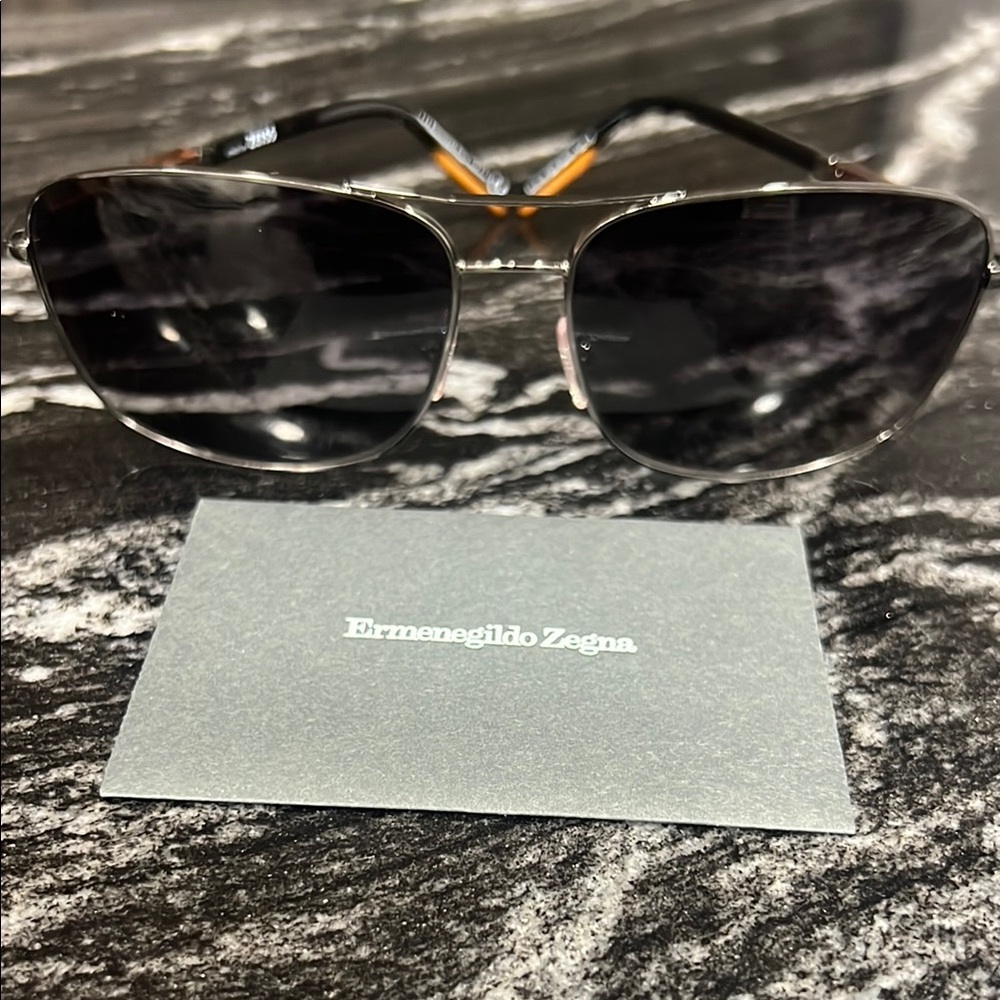 Ermenegildo Zegna Silver Aviator Sunglasses